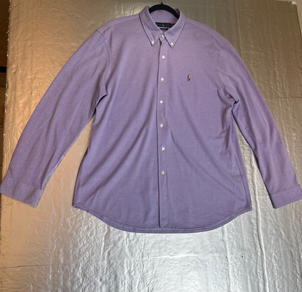 Ralph Lauren Men’s XXL Lavender Oxford Knit Button Down Shirt